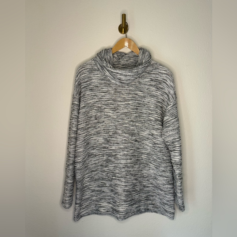 Ava & Viv Marled Cowl Neck Sweater size XL Black White Metallic
